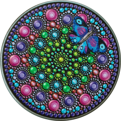 Articles: Famous Art Coins Timeless Masterpieces in Silver | Flower Mandala with Butterfly Dot Art Series | 001
